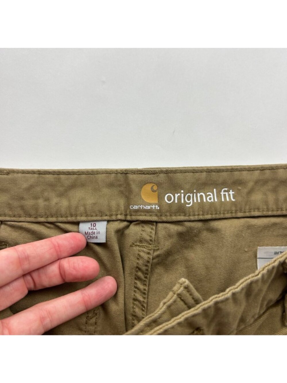 TALL Carhartt Camel Brown Canvas Original Fit Straight Leg Pants 10T - Picture 4 of 7